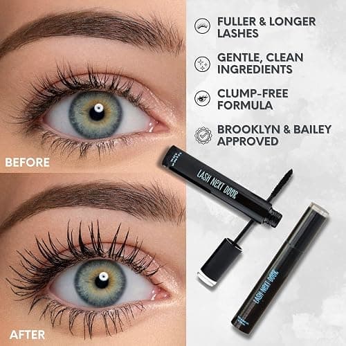 Lash Next Door Water Resistant Mascara Black Volume and Length - No Clump Volumizing Mascara for Thickening and Lengthening - Smudge Proof Lashes by Brooklyn and Bailey (1 Pack) thumbnail 8