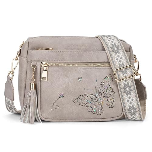 KITEVIUN Crossbody Bags for Women Trendy Leather Crossbody Purse Shoulder Handbags Butterfly Design - Image 1
