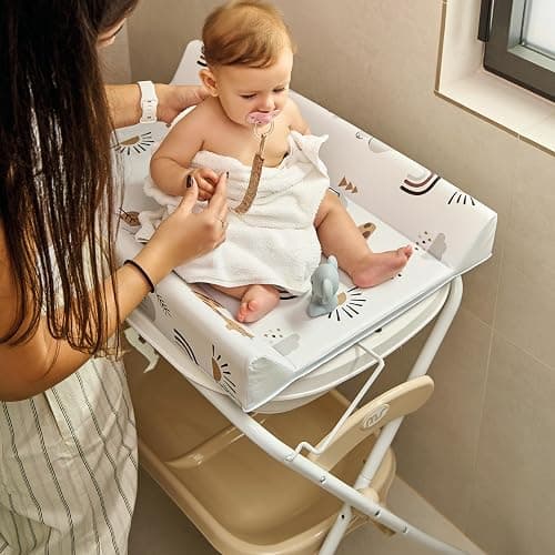MS BabyWorld - Baignoire haute ZOE + Réducteur | Matelas à langer, coussin réducteur et panier | Confortable et facile à ranger | Avec bouchon et tuyau de vidange, pieds antidérapants | Pliable thumbnail 8
