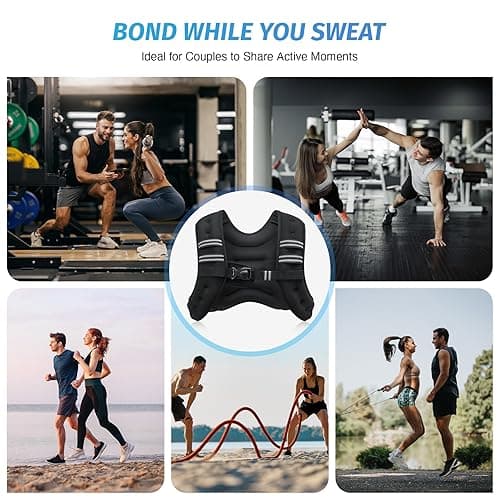 ZELUS Weighted Vest, 6lb/8lb/12lb/16lb/20lb/25lb/30lb Weight Vest with Reflective Stripe for Workout, Strength Training, Running, Fitness, Muscle Building, Weight Loss, Weightlifting - 12 lb - Black thumbnail 4