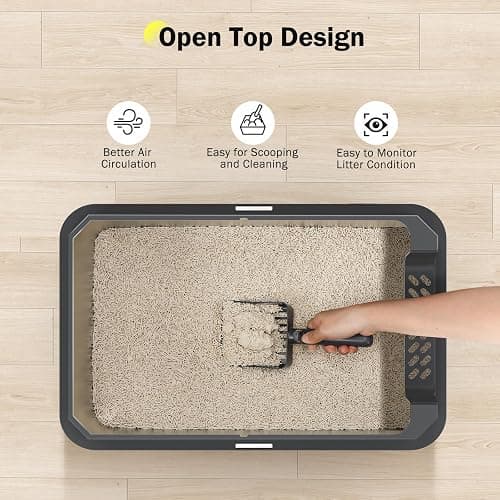Stainless Steel Litter Box, Extra Large Litter Boxes for Big Cats, XLarge Metal Cat Litter Box with Lid, Anti-Urine Leakage XL Box with High Sides, Easy Clean, Non-Sticky thumbnail 7