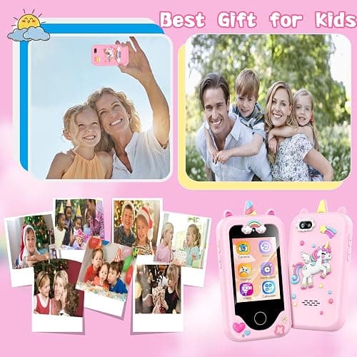 WEOLULI Kids Smart Phone with Dual Camera, Game & Music Player, Toddler Learning Play Toy Cell Phone, Gifts for Girls, Christmas, Birthday, Age 3-10, Light Pink thumbnail 7