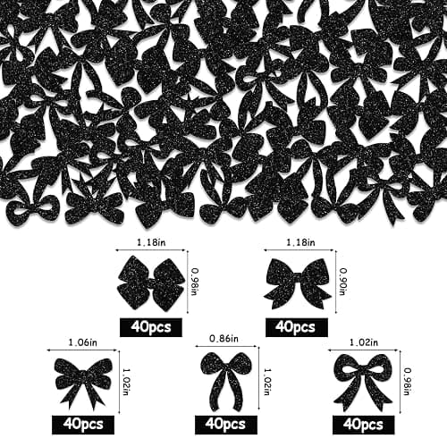 Cheerupp 200 Pcs Black Bow Confetti, Bow Table Scatter Confetti Decorations, Black White Table Paper Decor for Baby Shower Birthday Wedding DIY Crafting Supplies thumbnail 3