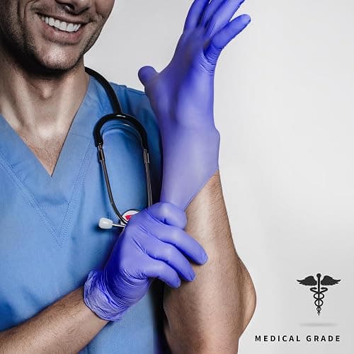 Medguy Medical Nitrile Exam Gloves, 4 Mil Powder-Free Latex-Free Disposable Food-Safe Cooking Cleaning, Blue-Violet 100 Pcs thumbnail 3