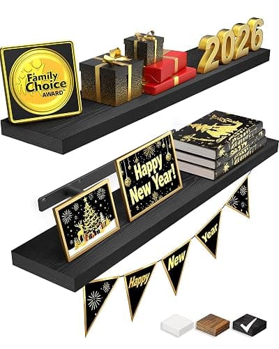 BAYKA Floating Shelves for Wall, 22.5 inches Black Wall Shelves for Bathroom, Bedroom, Living Room, Kitchen & Book, Hanging Display Decor Organizer Shelf with 22 lbs Capacity - Image 1