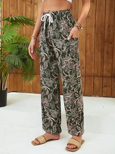 QIANXIZHAN Women's Harem Pants, Hippie Palazzo Pants Boho Joggers Yoga Clothes with Pockets thumbnail 7