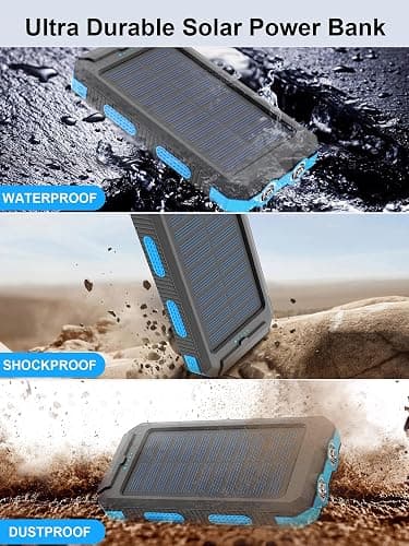 Solar Charger, 38800mAh Solar Power Bank, Waterproof External Backup Battery Power Pack with USB C Input/Output/LED Flashlights Compatible with iPhone, Samsung, iPad, Suitable for Outdoor, Camping thumbnail 7