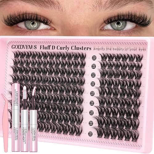 Goddvenus Filter Lash Clusters Kit Russian Volume Eyelashes Clusters | D Curl Wispy Cluster Eyelash Extensions Natural Fluffy Individual Lashes 10-16mm, DIY Eye Lash Extensions Kit False Eyelashes - Image 1