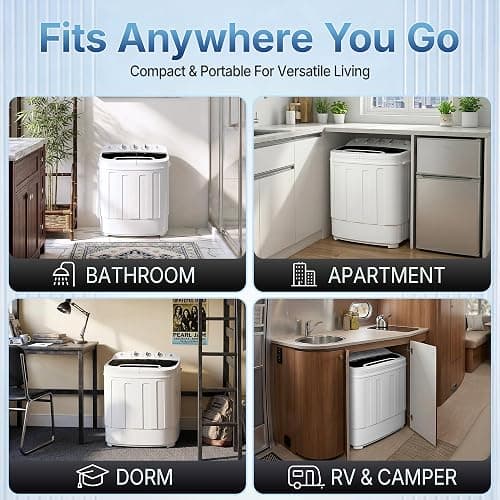 SUPER DEAL Compact Mini Twin Tub Washing Machine 13lbs Capacity Portable Washer Wash and Spin Cycle Combo, Built-in Gravity Drain for Camping, Apartments, Dorms, College, RV’s and Small Spaces thumbnail 9