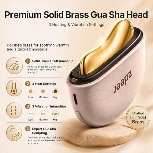 ZDEER GS5 Electric Heated Gua Sha Tool, Red Light Face Massager, Pink | Brass Facial Massager with Vibration, Beauty Device for Face & Neck, Skin Firming Device for Facial Sculpting, Gift for Women thumbnail 4