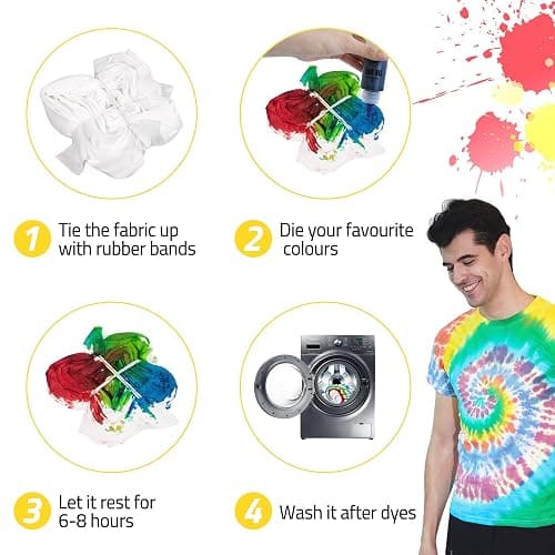 12 Colors Tie Dye Kit, Tie Dye Set for Kids, Pre-Filled Tye Dye Bottles, Non Toxic Permanent Fabric Dye Art Set, Easy DIY Fabric Art - Create Fun - 12 COLORS thumbnail 5