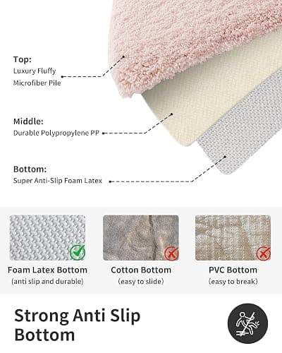 ILANGO Pink Bathroom Rugs 24" × 17" Non Slip & Super Absorbent Extra Thick Soft, Washable Bath Mat for Floor, Non Shedding Microfiber Plush Holiday Bath Rug with Rubber for Shower Sink thumbnail 5
