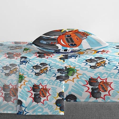 Jay Franco Blaze and The Monster Machines Off to The Races Twin Size Sheet Set - 3 Piece Set Super Soft and Cozy Kid’s Bedding - Fade Resistant Microfiber Sheets (Official Blaze Product) - Multi - Blaze - Twin thumbnail 6
