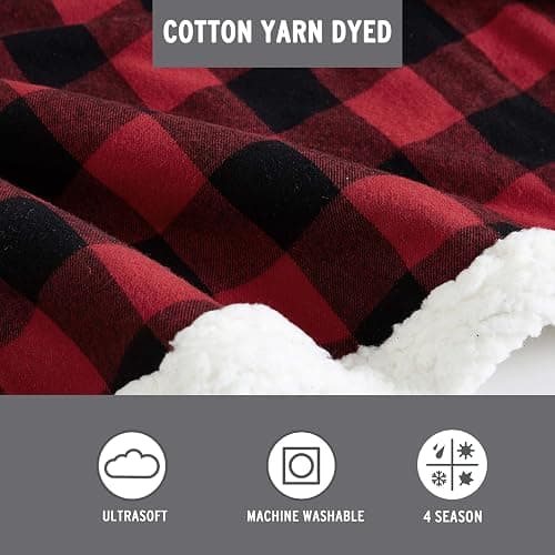 Eddie Bauer cabin paid red soft blanket thumbnail 4