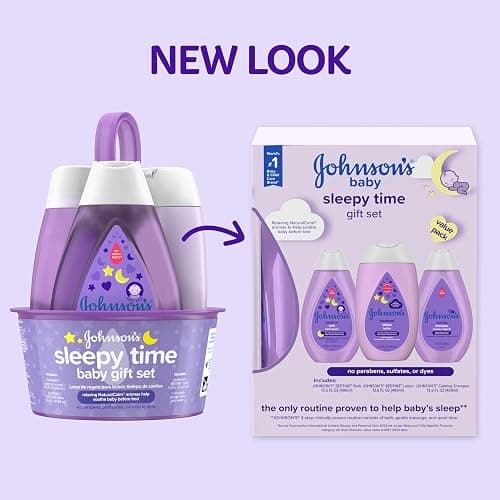 Johnson's Baby Sleepy Time Bedtime Gift Set with Relaxing NaturalCalm Aromas, Bedtime Baby Bath Shampoo, Wash & Lotion, Baby Bedtime Essentials, Hypoallergenic & Paraben-Free, 3 Items thumbnail 2