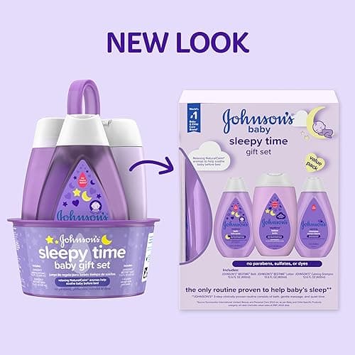 Johnson's Baby Sleepy Time Bedtime Gift Set with Relaxing NaturalCalm Aromas, Bedtime Baby Bath Shampoo, Wash & Lotion, Baby Bedtime Essentials, Hypoallergenic & Paraben-Free, 3 Items thumbnail 2