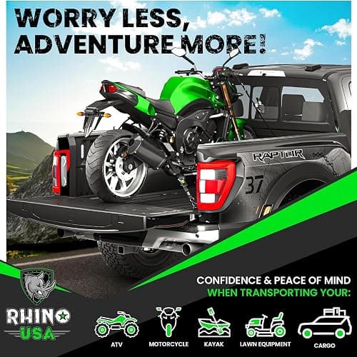 Rhino USA Retractable Ratchet Straps (4-Pack) - 1 Inch x 10 Feet (1,209lb Break Strength) - Auto Self Retracting Tie Down Straps for Truck, Cargo Trailer, Motorcycle, ATV, UTV - Black thumbnail 7