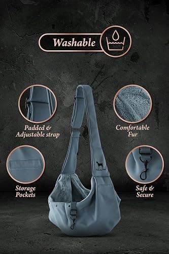 Noah & Paw Dog Sling Carrier for Small Dogs 5-18lb, Dog Sling for Small Dogs and Cats, Dog Carrier with Adjustable Padded Strap, Premium Twill, Lined with Fur, Double Safety Feature, Machine Washable thumbnail 5