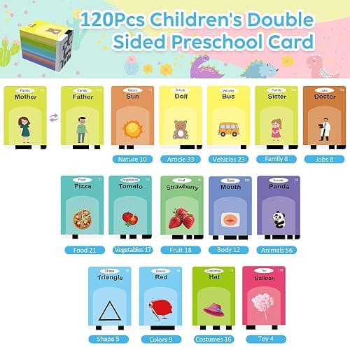 Talking Flash Cards,Kids Toddler Flash Cards with 240 Sight Words,Montessori Toys,Autism Sensory Toys,Speech Therapy,Learning Educational Gifts for Age 1 2 3 4 5 Years Old Boys and Girls thumbnail 4