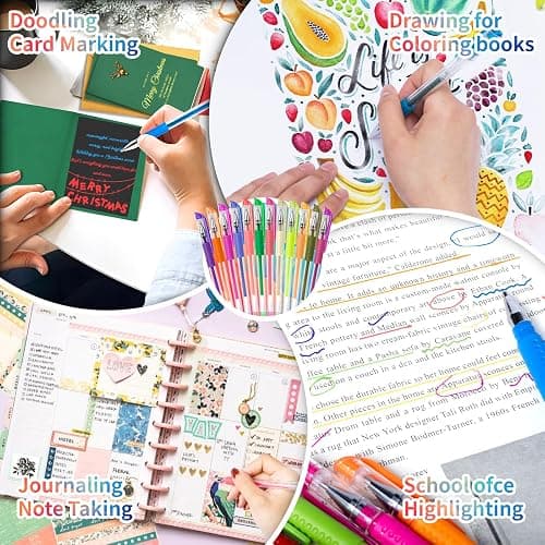Aen Art Glitter Gel Pens for Adult Coloring Books, 36 Colors Gel Marker Set Colored Pen with 40% More Ink for Kids Drawing, Doodling, Crafts and Taking Note thumbnail 6