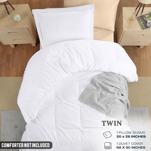Utopia Bedding Duvet Cover Twin Size Set - 1 Duvet C over with 1 Pillow Sham - 2 Pieces Comforter Cover with Zipper Closure - Soft Brushed Microfiber, 68 X 90 Inches (Twin, White) thumbnail 2