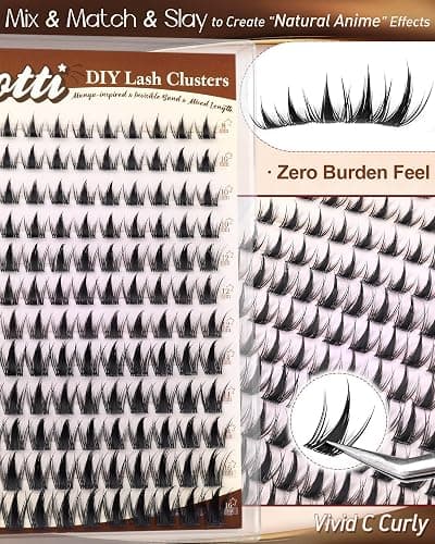 Manga Lash Clusters Natural Anime Lash Clusters with Spikes Fairy Cluster Eyelash Extensions Wispy Spiky Cosplay Individual Lashes with Invisible Band C Curly Doll Lash Extension 8-16MM by zenotti thumbnail 7