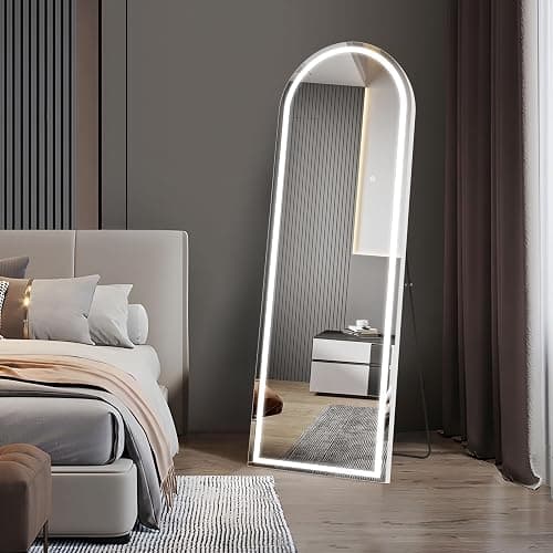 CILIBER LED Mirror Full Length, 63"x20" Full Length Mirror with Lights Arched Top, Arch Lighted Full Body Mirror, Wall Mounted Mirror Dimming with 3 Color Modes thumbnail 9
