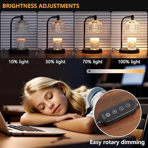 MEIXISUE Black Candle Warmer Lamp with Timer and Dimmer,Flameless Wax Melt Warmer for Jar Candles with 2 Bulbs,House Warming Gifts,Mother's Day/Birthday/Christmas Gifts for Mom/Wife,Home Decor thumbnail 3