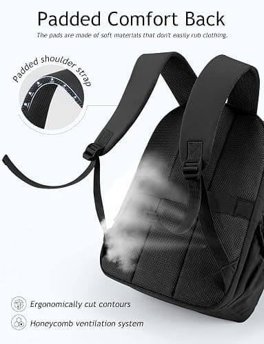 Uselike Travel Backpack for Women, 15.6 Inch Laptop Backpack, Quilted College Bookbag, Cute Work Backpacks, Water Resistant (Black) thumbnail 5