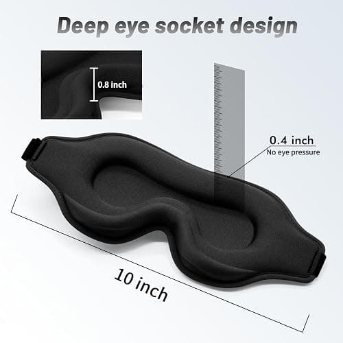 Sleep Eye Mask for Side Sleeper, Lash Extensions 3D Contoured Cup Sleeping Mask for Men Women, Travel Blackout Night Blindfold Eye Shade Cover with Adjustable Strap (Black-Side Sleeper) thumbnail 4