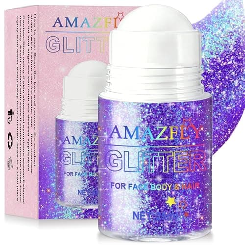 Roll-on Holographic Body Glitter Gel for Face and Hair Rave Glitter Makeup | Chameleon Color Changing Glitter Gel Under Light, Chunky Mermaid Sequins Festival Party Rave Accessories (Purple) - Image 1