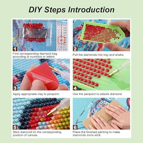 SJUTOUCI Hummingbird Diamond Painting Kits for Adults, Stained Glass Diamond Art Painting Kits, 5D Round Diamond Beads Art Craft for Home Decor Gift 11.8x11.8inch/30x30cm thumbnail 6