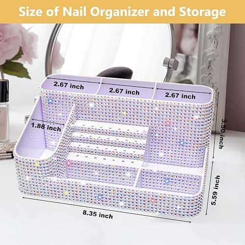 CGBE Nail Drill Holder, 28 Holes Nail Drill Bit Holder - Bling dz-White | Professional Nail Tools Organizer and Storage Box Case, Nail Desk Organizer for Nail Technician thumbnail 5