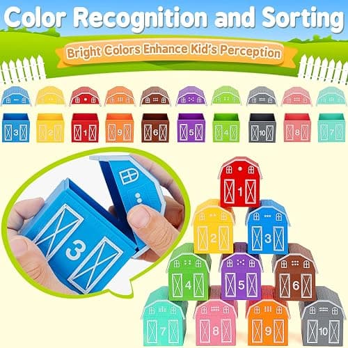 Learning Toys for 1,2,3 Year Old Toddlers, 20Pcs Farm Animals Toys Montessori Counting, Matching & Sorting Fine Motor Games, Christmas Birthday Easter Gift for Baby Boys Girls Age 12-18 Months thumbnail 3