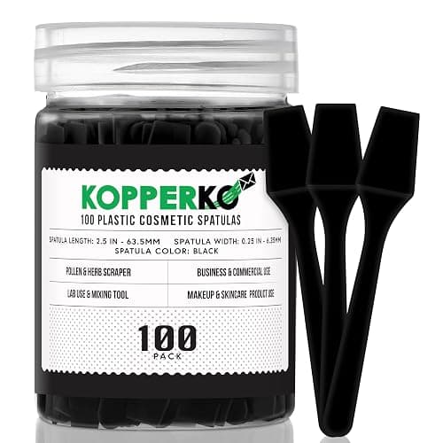 Kopperko Mini Lotion Spatula (2.5", 100 Pack) - Mini Spatula for Cosmetics, Creams & Crafts | Ointment Applicator for Mixing, Skincare, Face Mask | Disposable Lotion Applicator for Face | Black - Image 1