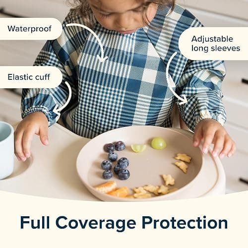 Tiny Twinkle Long Sleeve Bib for Babies & Toddlers | Waterproof Smock Bib for Eating | Machine Washable & Mess-Proof Feeding Essentials | Newborn Shower Gift (Checkers Black, 6–24M) thumbnail 6