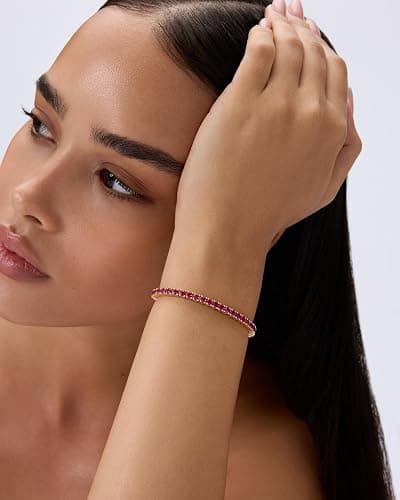 PAVOI 14K Gold Plated Colorful Tennis Bracelets for Women - Gold Tennis Bracelet with Colored Cubic Zirconia - Hypoallergenic Summer Color CZ Jewelry Gift thumbnail 2