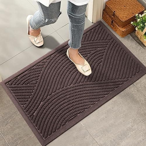 HIYARD Sturdy Front Door Mat, Absorbent Muddy Dirt Resist Welcome Door Mats Outdoor Indoor, Stain and Fade Resistant, Non-Slip Backing Entry Mat Low Profile Doormat for Entryway, 29×17, Coffee - Image 1