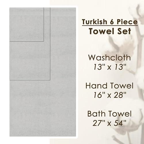 Cotton Paradise Towel Set of 6, 2 Bath Towels, 2 Hand Towels and 2 Washcloths Towels for Bathroom Sets, Platinium Grey thumbnail 4