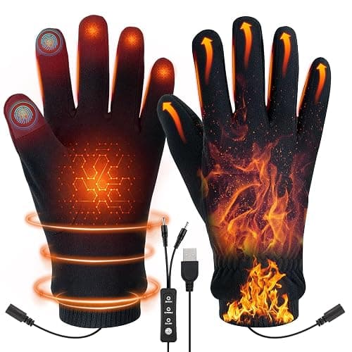 Vilante USB Heated Gloves for Men Women - Electric Hand Warmers with 3 Adjustable Temperatures, Knitted Wool, Full Finger Design, Heated Back and 5 Fingers for Winter - Image 1