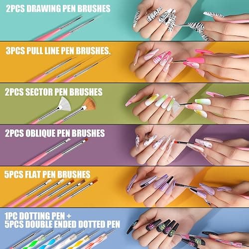 Teenitor Acrylic Nail Kit With Chrome Powder, Almond Tips, Art Brushes, Charms, 3D Gel, Tools, Stand - Beginner Set thumbnail 4