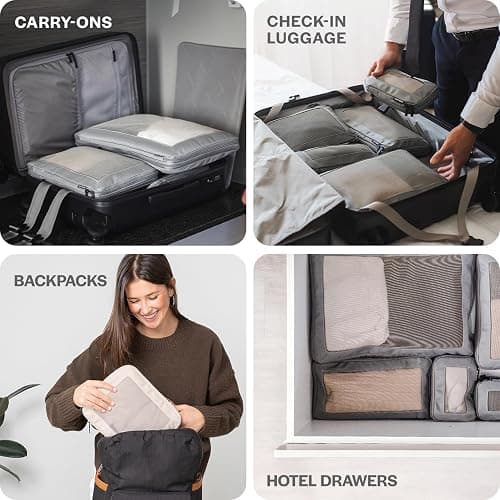 Aerotrunk Compression Packing Cubes for Travel - Luggage Organizer Bags - Double Zipper Packing Cubes for Suitcases (6-Pack, Rose) thumbnail 7