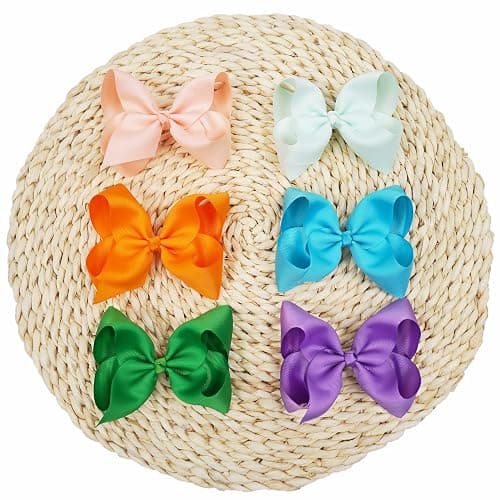 CÉLLOT Big Bows for Girls 40 PCS Grosgrain Ribbon Boutique 6 Inch Hair Bow Alligator Clips For Girls Teens Toddlers Kids in Pairs thumbnail 6