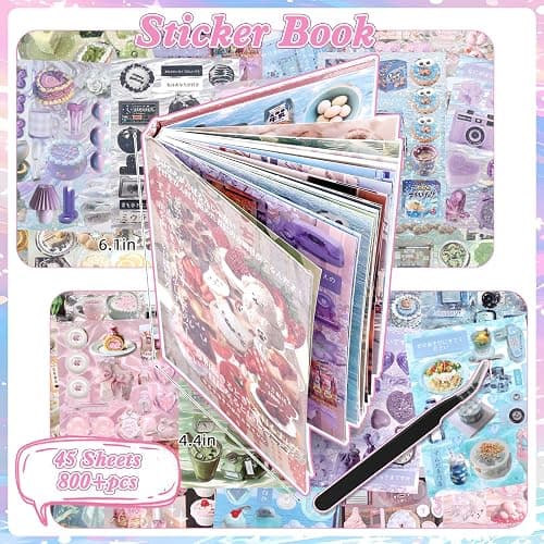 800Pcs Cute Scrapbook Stickers Travel Y2k Japanese Sticker Book for Adult Kawaii Korean Stickers for Journaling Heisei Retro Aesthetic Sticker Manga Style Decor for DIY Craft Junk Journal Gifts Memory thumbnail 3