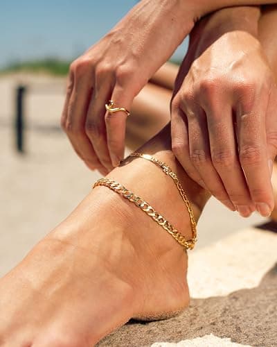 Barzel 18K Gold Plated Flat Marina Elephant Anklet For Women - Made In Brazil thumbnail 4