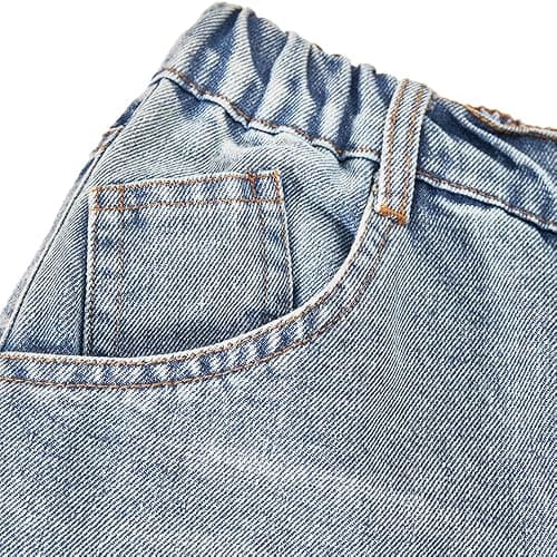 Nivne Tco Teen Girls Jeans Vintage Distressed Ripped Frayed Details Zipper Fly Casual Wide Leg Denim Pants with Pockets thumbnail 3
