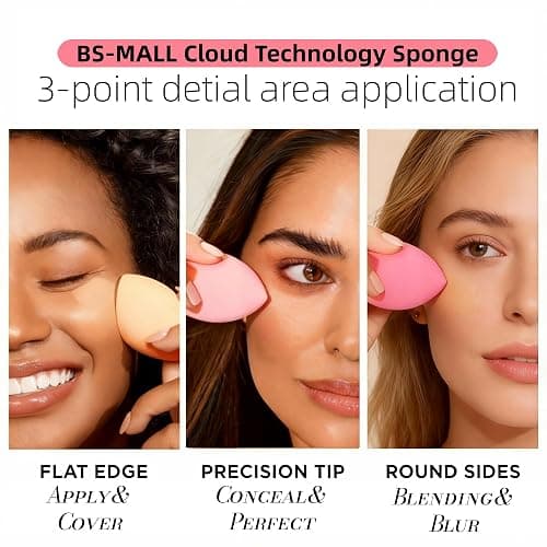 Makeup Sponge Set BS-MALL with Storage Case 7 Pcs for Liquid, Cream, and Powder,SAVE Foundation with 1 Mini Makeup Sponge For Travel Daily Use (A-Pink） thumbnail 3