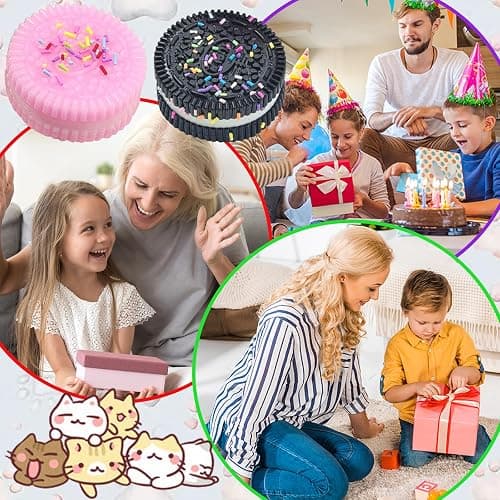 AYNKH 7Pcs Biscuit Stress Relief Toys Kits, Mini Cat Taba Squishy, Oreo Fufu Squishy, Cute Cat Paw Fidget Toy, Soft Cookie with Candy Crush Pinch Toy for Kids Adults Party Gift thumbnail 6