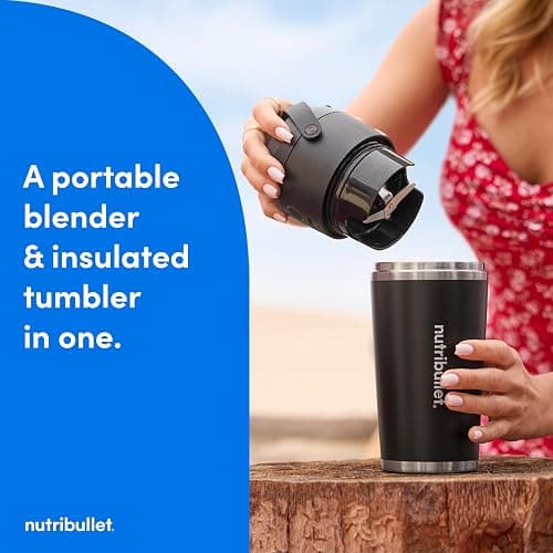 nutribullet Flip Portable Blender with Insulated Cup, Cordless, Black, NBPB50350AK thumbnail 2