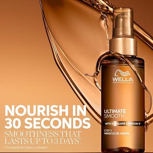 Wella Professionals ULTIMATE SMOOTH Miracle Oil Serum for Dry, Dull & Frizzy Hair | Nourishes, Smooths & Adds a Silky Shine | With Squalane & Omega 9 | Heat Protectant | Color Safe thumbnail 4
